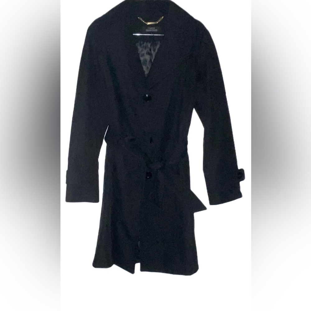 ELLEN TRACY Black Trench Coat SIZE L
